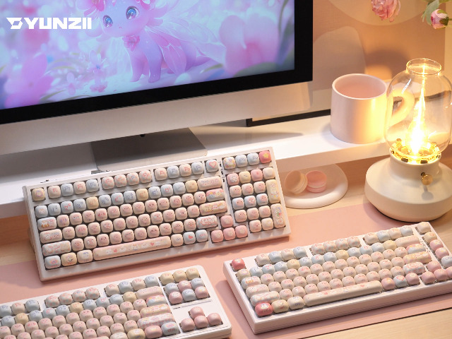Amazon.com: YUNZII Cute Pink Kitten Custom Keycaps, 141 Keys Dye