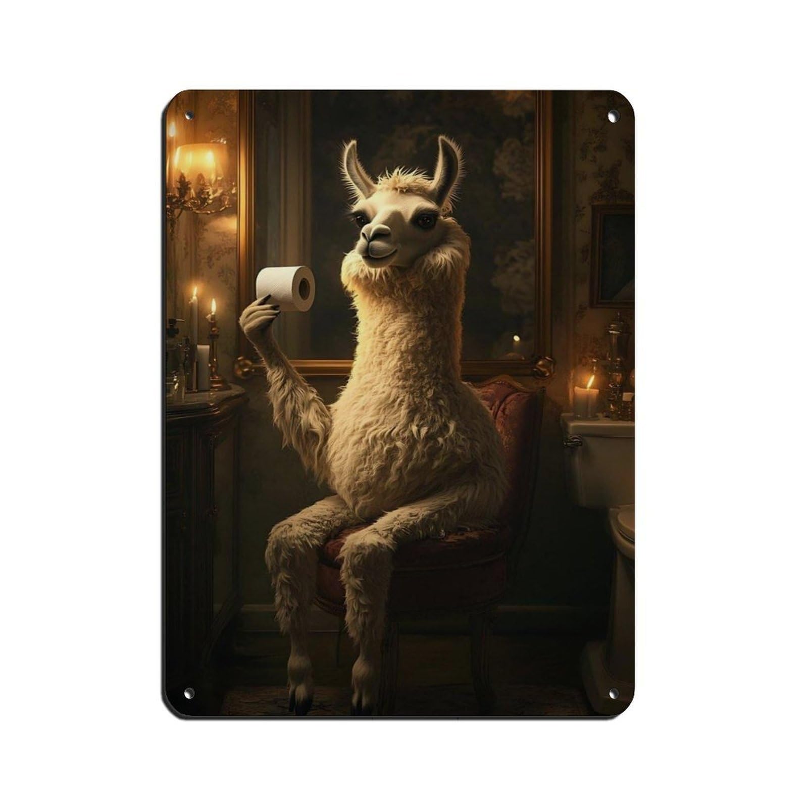 Lxwnze 30L X 40W Cm Funny Llama, Bathroom Decor Tin Sign Vintage Metal Pub Club Cafe Bar Home Wall Art Decoration Poster Retro 12X16inch(30X40cm)