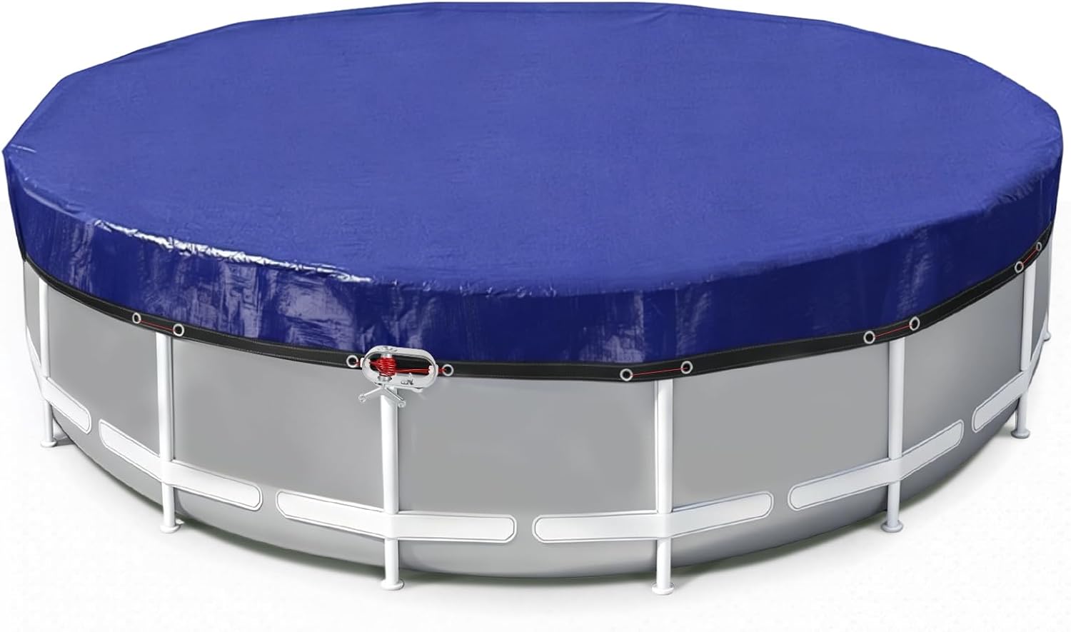 24 Ft Pool Covers for Above Ground Pools with Automatic Siphon Drain, Extra Thick Heavy-Duty Round Winter Pool Cover, Stop Waterlogging, 2-in-1 Tear-Proof UV-Resistant Pool Tarps with Pulley and Cab