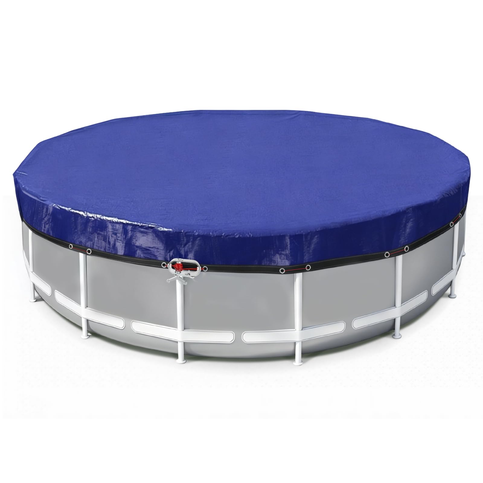 Photo 1 of 24 Ft Pool Covers for Above Ground Pools with Automatic Siphon Drain, Extra Thick Heavy-Duty Round Winter Pool Cover, Stop Waterlogging, 2-in-1 Tear-Proof UV-Resistant Pool Tarps with Pulley and Cab