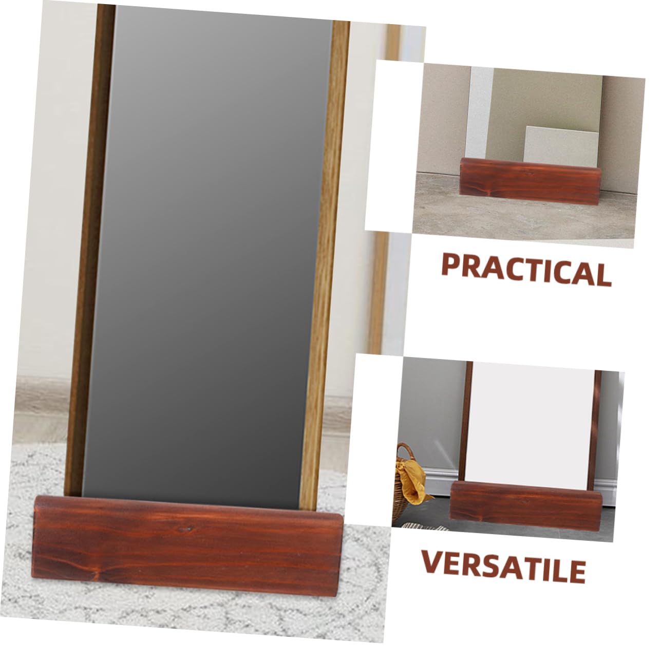 PRETYZOOM Lot De 2 Miroirs sur Pied Pleine Longueur en Bois pour Salon Présentoir Dœuvres