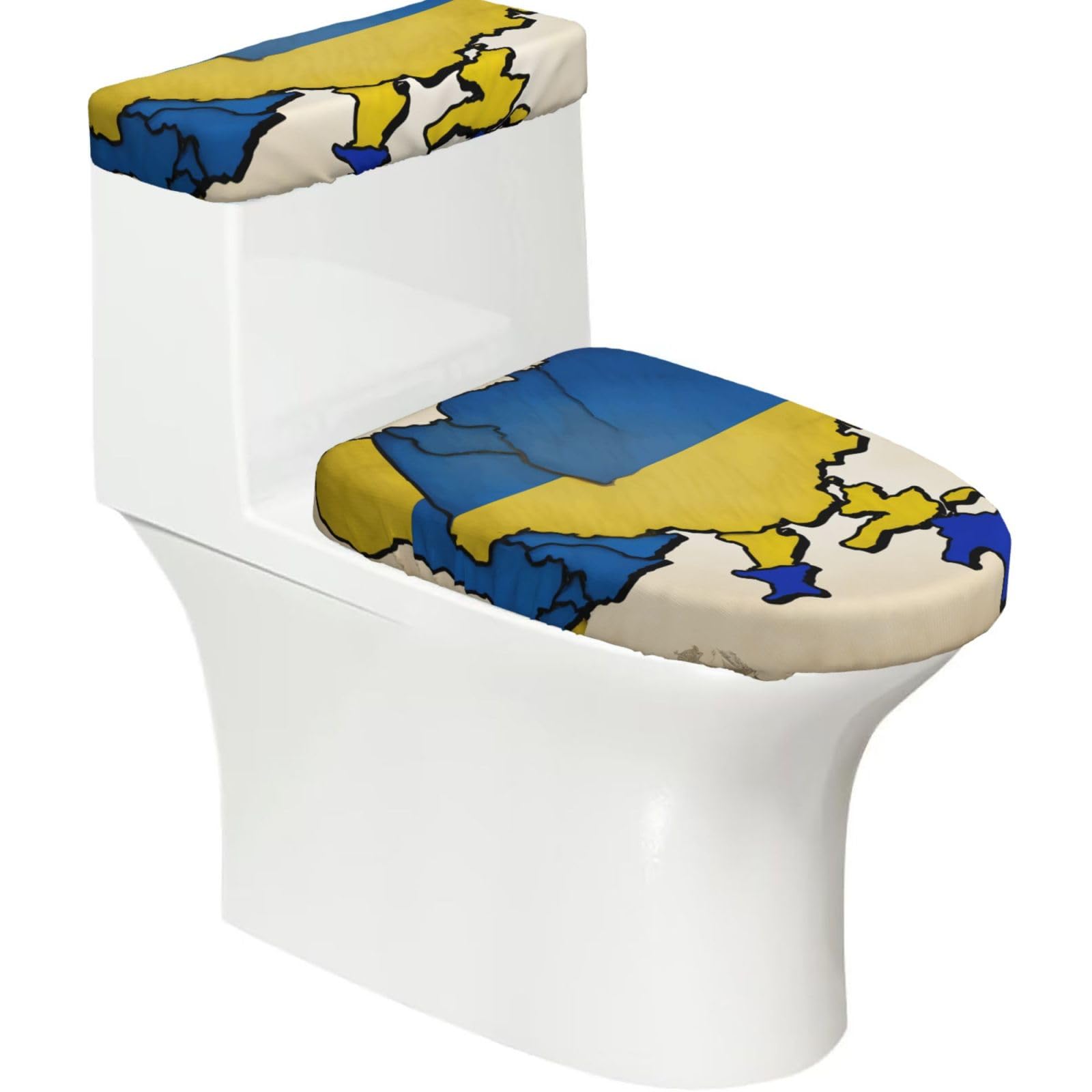 Ukraine Topographic Map Print Bathroom Decor Toilet Lid Cover And Tank Covers, Restroom Accessories Fits Most Round