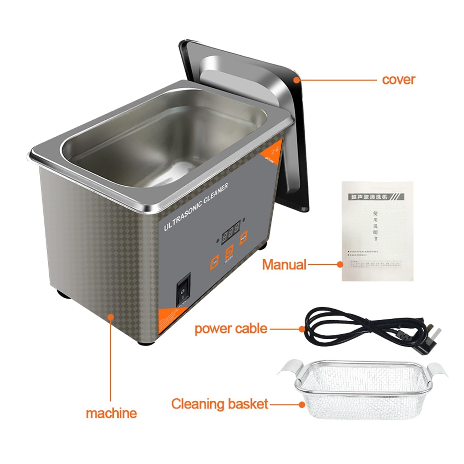 Limpiador sónico, Limpiador Ultrasónico De 800ml, Tiempo Digital, 35W, Lavado De Joyas, Collar, Gafas, Reloj, Cepillo, Lavadora Por Ultrasonido,Uso prolongado