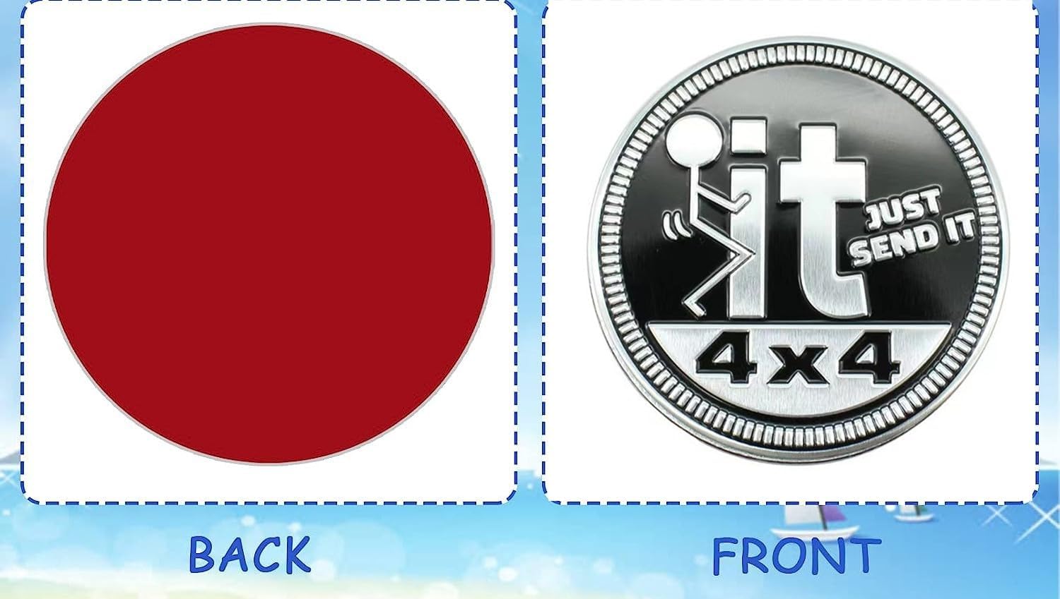 4 x 4 Metal Automotive Badge 3D Metal Emblems Round Emblem Decals Car Badge Decals Stickers Compatible with Jeep Wrangler Vehicles Trucks SUV (4x4it JUSR Send IT) - Image 2