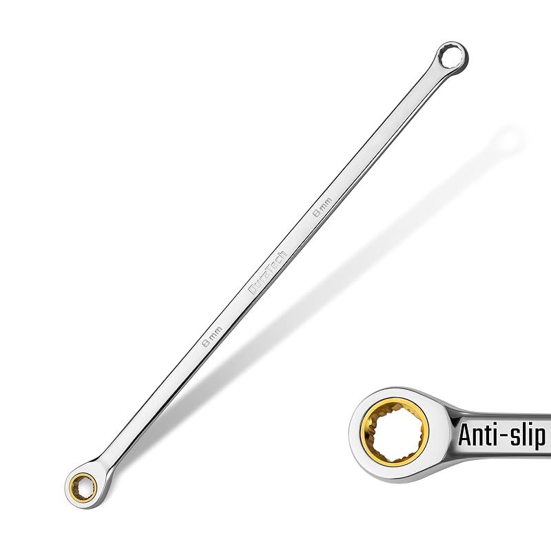 Chave estrela com catraca DURATECH 8 mm extra longa, dupla ponta estrela