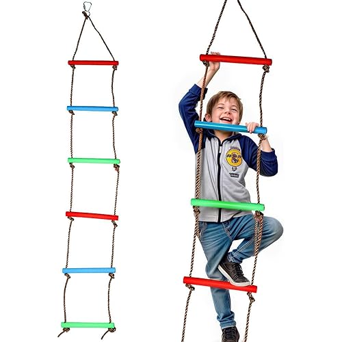Knotted Rope Ladder, Climbing Ladder for Kids, Plastic Climbing Frame, 6.6 Feet, Load Capacity up to 176 lbs