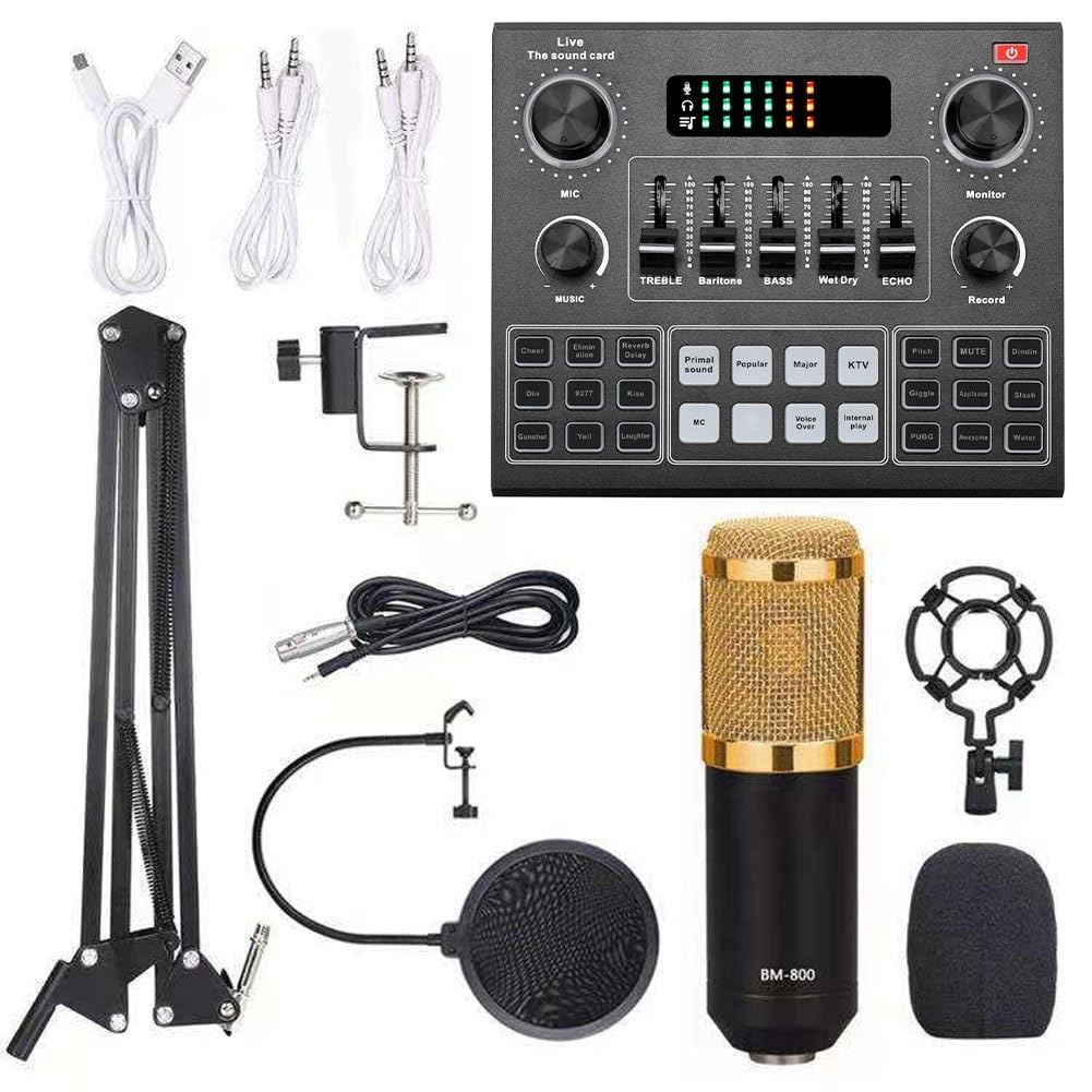 MIRHA Elite V9 Sound Card & BM800 Pro Microphone Bundle for Advanced Broadcasting
