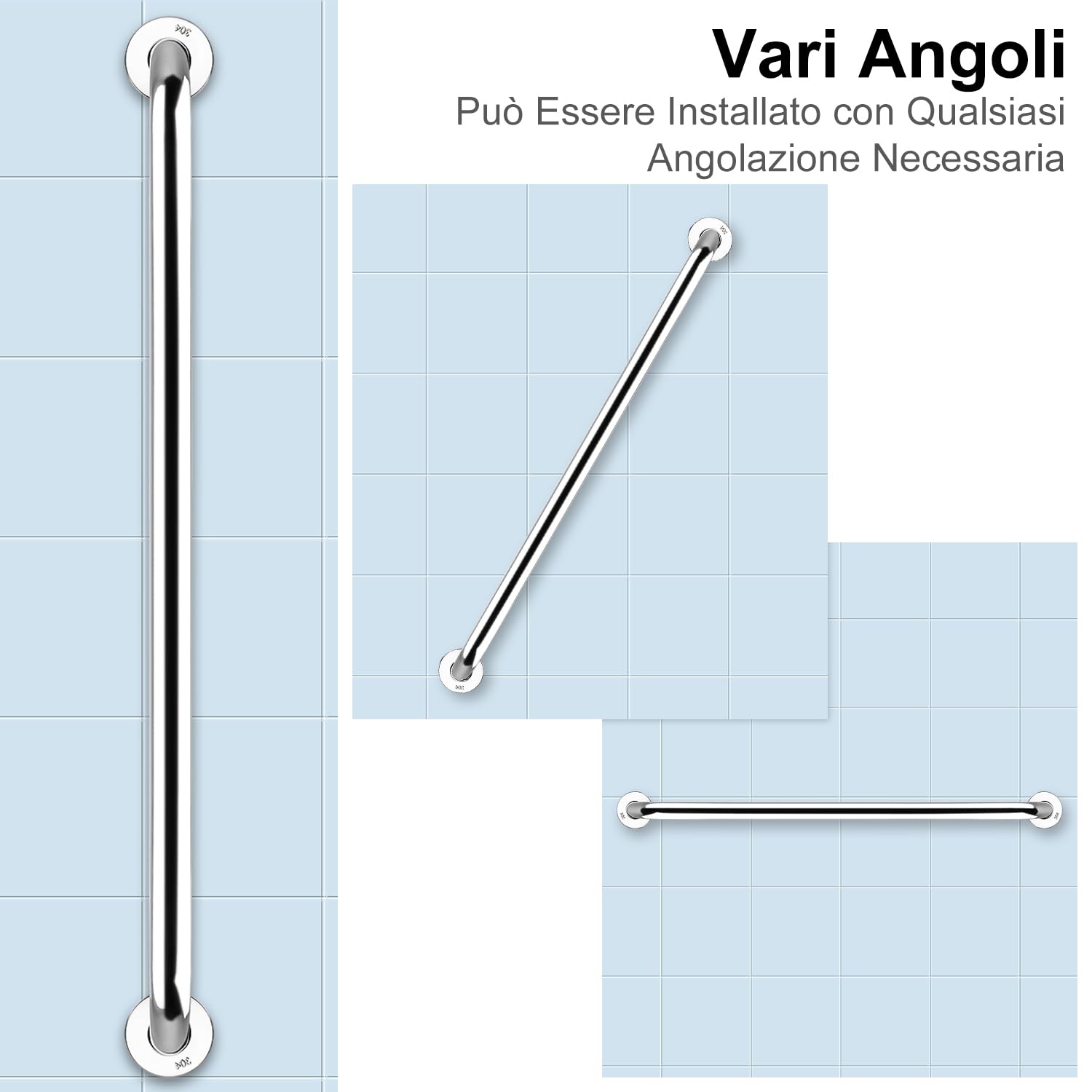 YF Maniglione di Sicurezza per Bagno, Acciaio Inossidabile (2 pezzi) Maniglia per Doccia Maniglia di Sicurezza per Vasca da Bagno, Doccia, WC, 60 cm