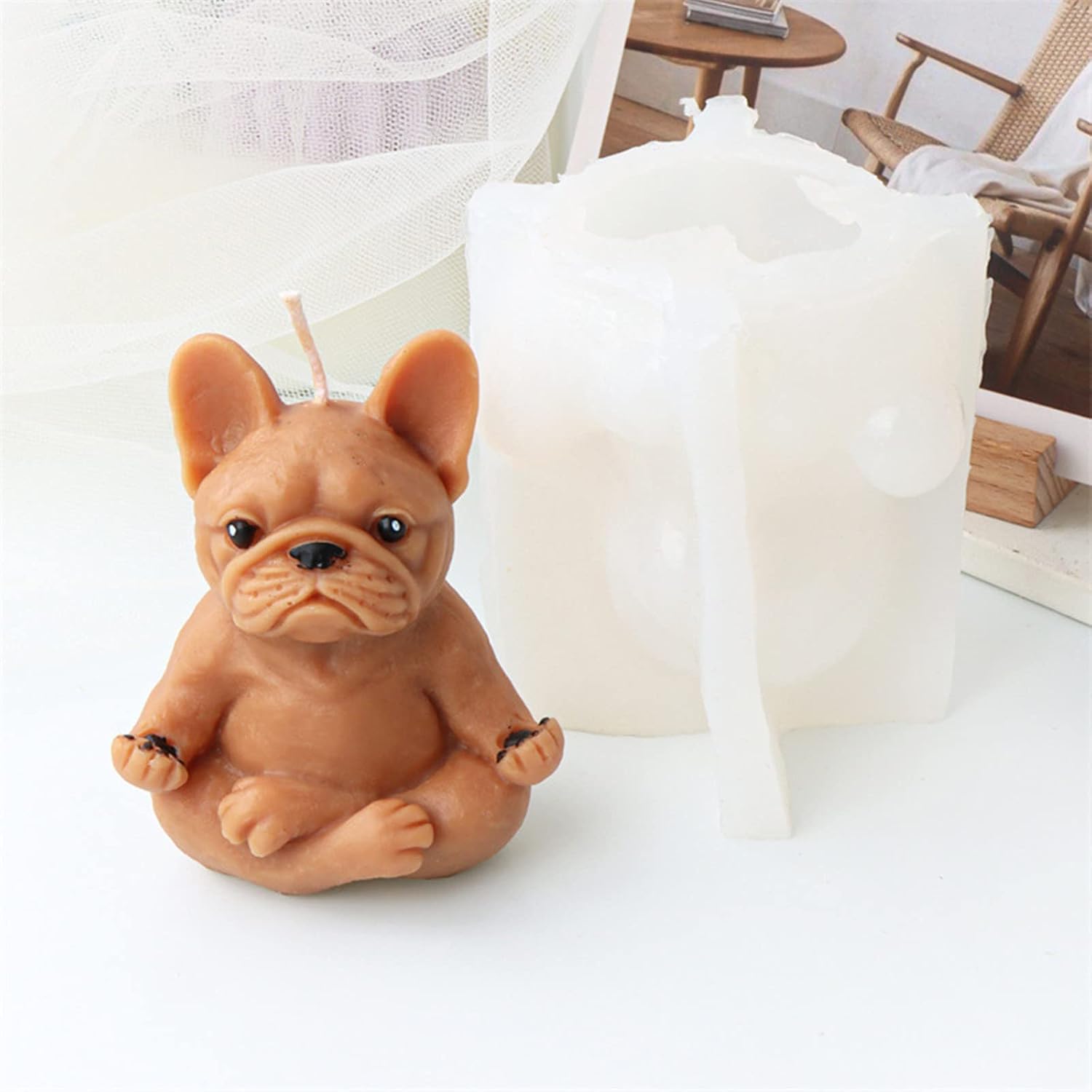 3D Yoga Dog Candle Mold Animal Silicone Mold for Chocolate, Candy, Cake Decor, Soy Wax Candle, Soap, Polymer Clay, Plaster, Resin Art (Dog D) image 3