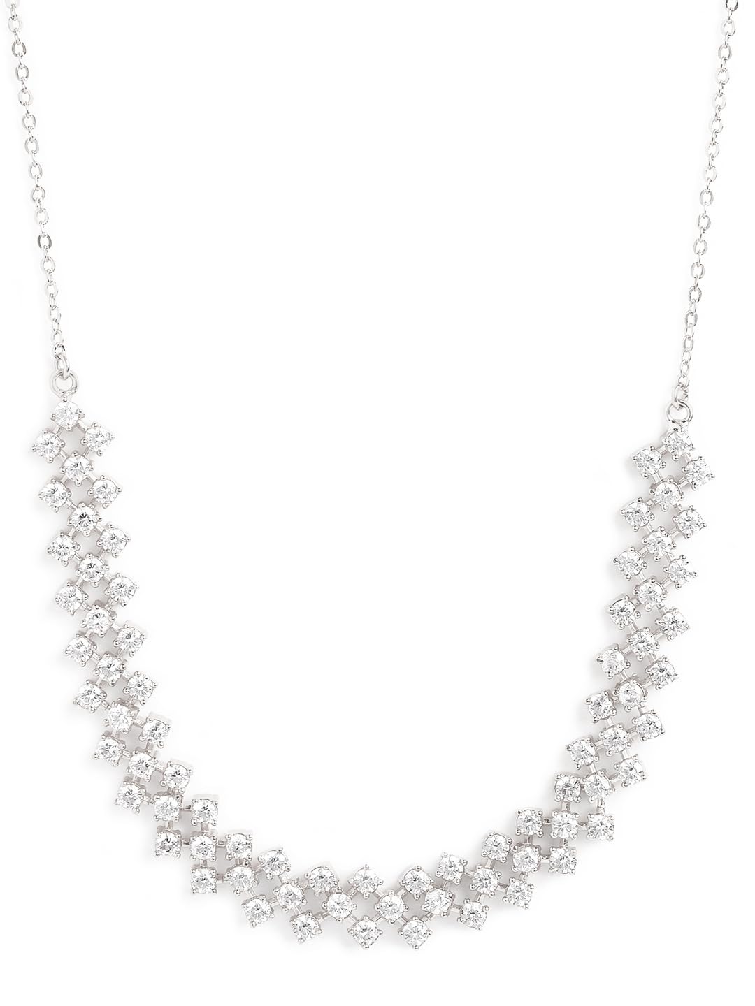 MINUTIAE CZ Solitaire Studded Diamond Necklace | Adjustable Elegant Stylish Charm Chain for Women (Silver) (B0CM6G9J8S) Amazon Price History, Amazon Price Tracker