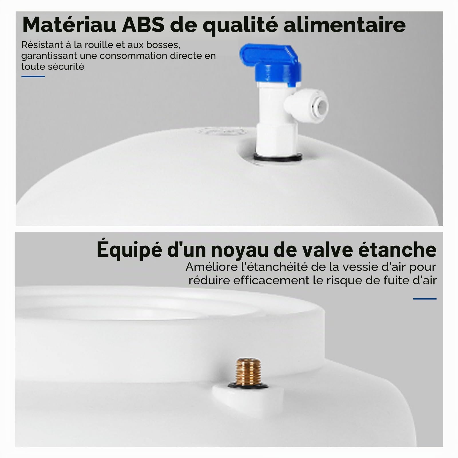 Tissting Osmose Inverse, Ballon à Valve 1.8 Gallons avec Vanne Réservoir | Osmoseur Plastique Vanne Réservoir 1/4" Incluse pour Système Osmose Inverse RO7L 50Mpsi pour Purification d'Eau Résidentielle