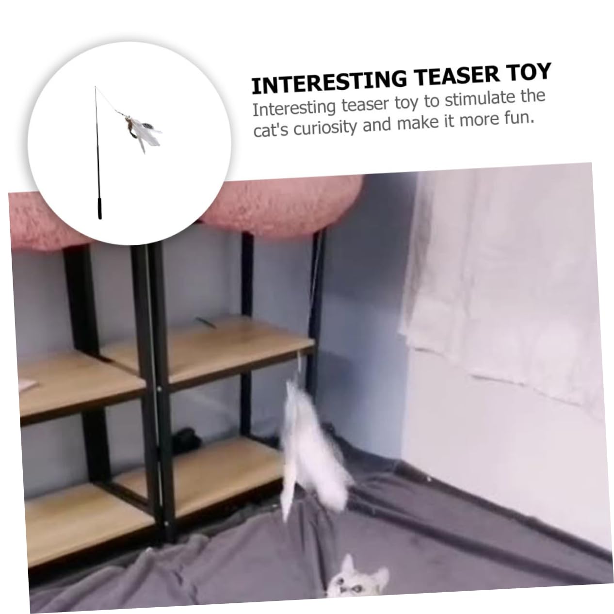 FRCOLOR Lot De 4 Jouets Interactifs pour Chats Dintérieur Style Unique avec Canne À Pêche 2 Pièces X 4