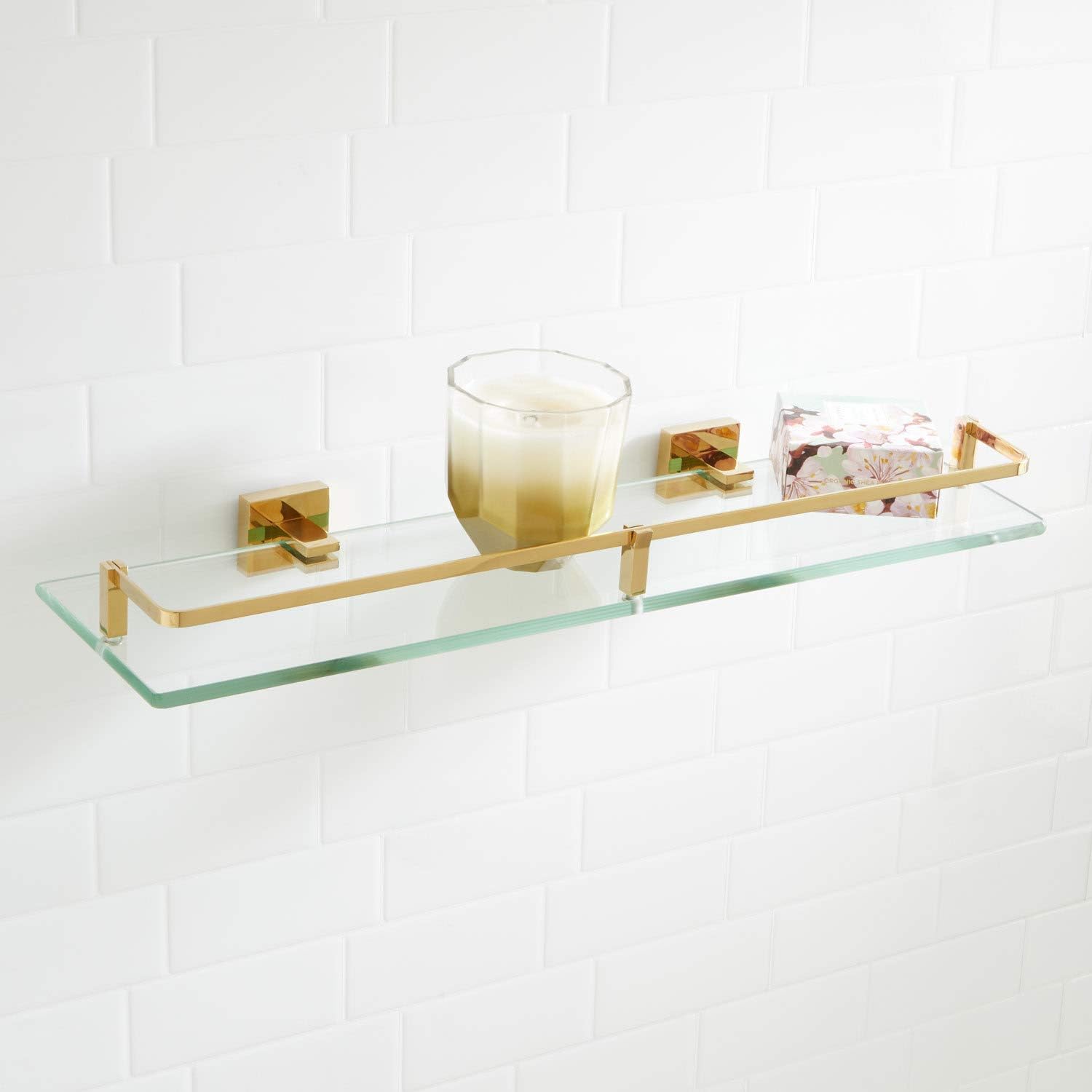 Allied Brass Triple Glass Shelf - 16 Inch Brushed Bronze Wall Mounted Bathroom Storage