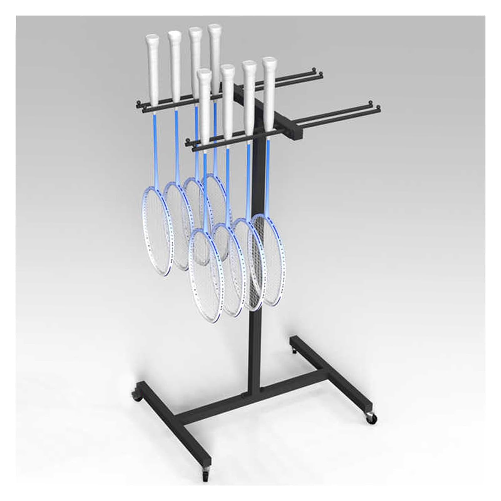 Support de rangement pour raquettes de tennis et badminton mobile chariot compact pour club