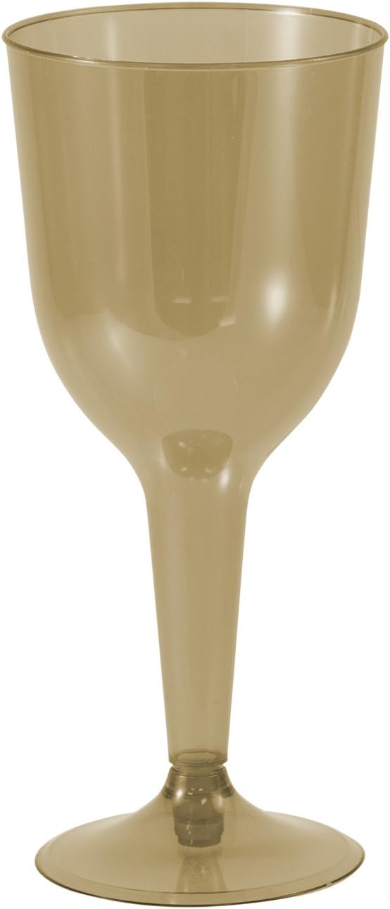 JAM PAPER Plastic Wine Glasses - 10 oz - Gold - 20 Glasses/Pack