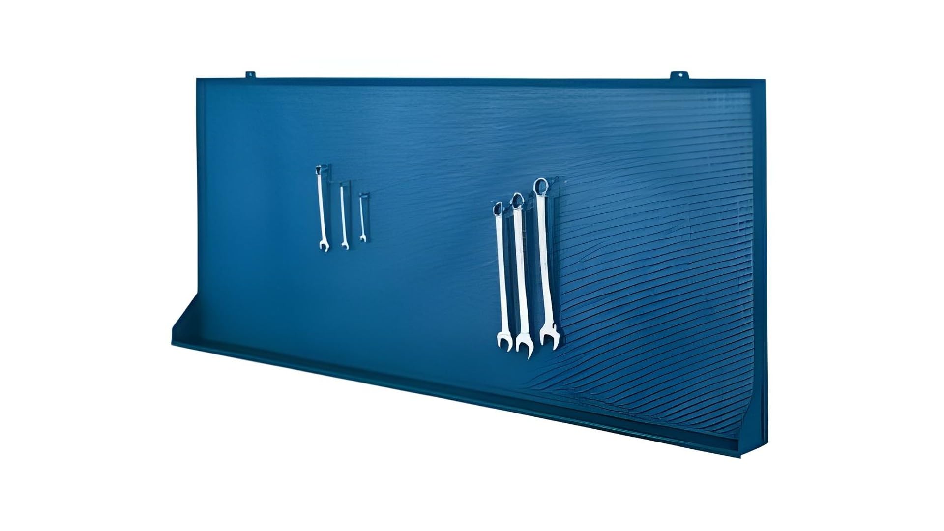 Bricoloco Banco de Trabajo y Panel Perforado de 2 Metros de Longitud, en Metal, Chapa Robusta. Banco de Trabajos para Taller con Tres cajones amplios y con portaherramientas Amplio