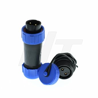 HangTon HE17 2 Pin Connector Outdoor Waterproof IP68 Circular Power Female Panel Socket Male Solder Plug 12 amp Quick Disconnect 5 Set