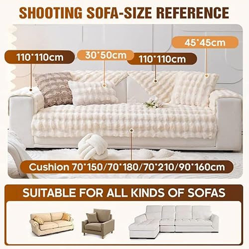 Miniatura 2 de Cojín grueso de felpa de conejo para sofá, funda de sofá antideslizante súper suave, funda de almohada de piel sintética súper suave, fundas de