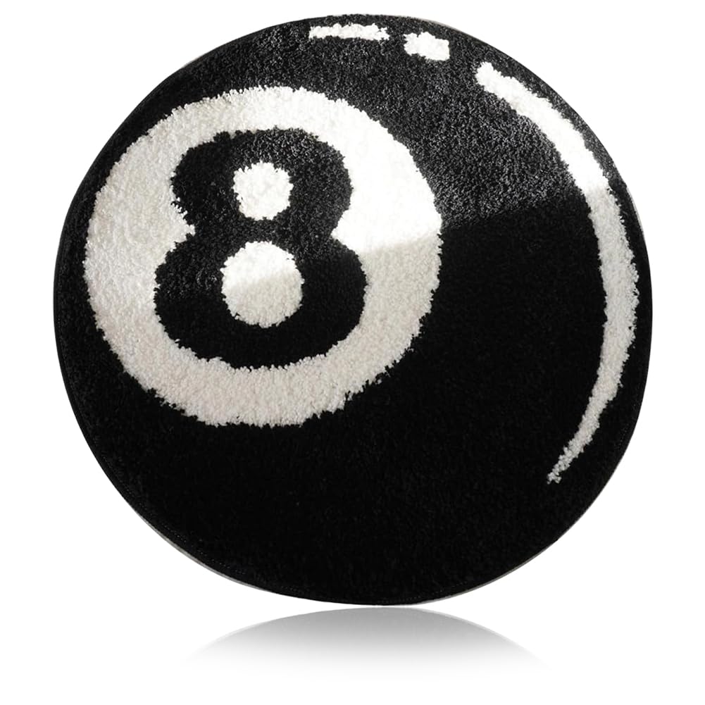Vexthorion 8 Ball Rug,80cm Circle Rug Black Round Tufting Soft Non Slip Soft Bath Mat Rugs,Billiard Carpet Soft Bath Mat Rugs Machine Washable For Living Room Party Decorations (Black, 80X80)