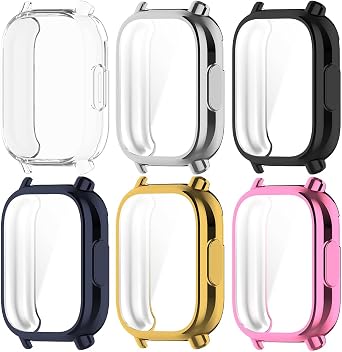6 Pack 6 Colors Watch Case Compatible for Xiaomi Redmi Watch 5 Lite TPU Screen Protector Protective Cover Coverage Bumper.