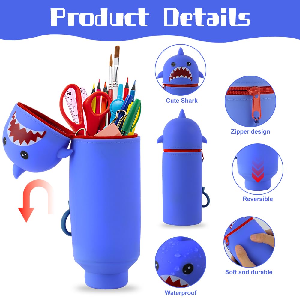 Trousse Silicone 2 en 1 Cartoon Stand Up réglable Requin