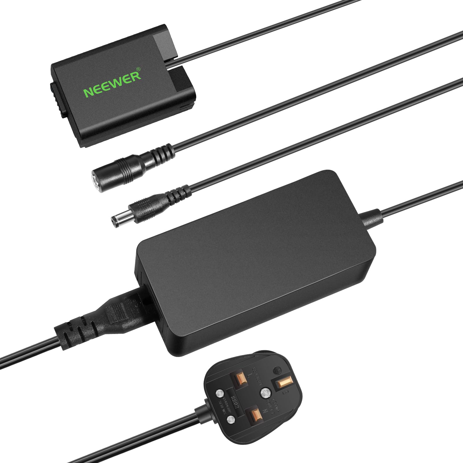 NEEWER EN-EL25 Replacement Dummy Battery Coupler Kit, Camera Charger Kit with DC Coupler & AC Adapter & UK Plug, AC Power Supply Adapter Compatible with Nikon Z50 Z fc Z30 Cameras, EP-5G for EN-EL25