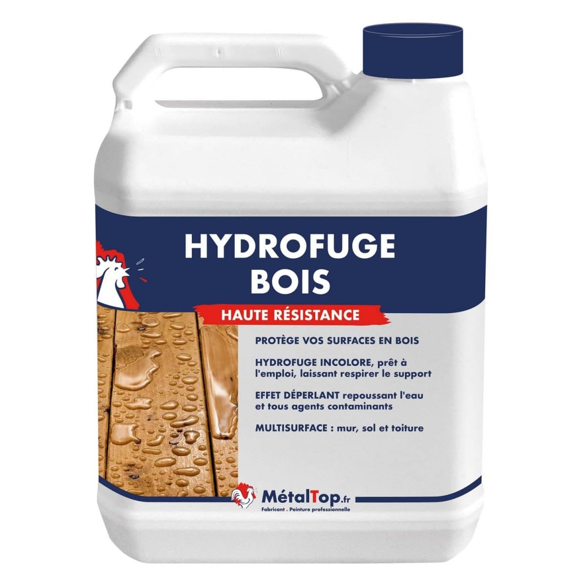 Métaltop - Hydrofuge Bois - 1 L - Protection imperméable pour bois intérieur et extérieur, terrasse, bardage ou mobilier