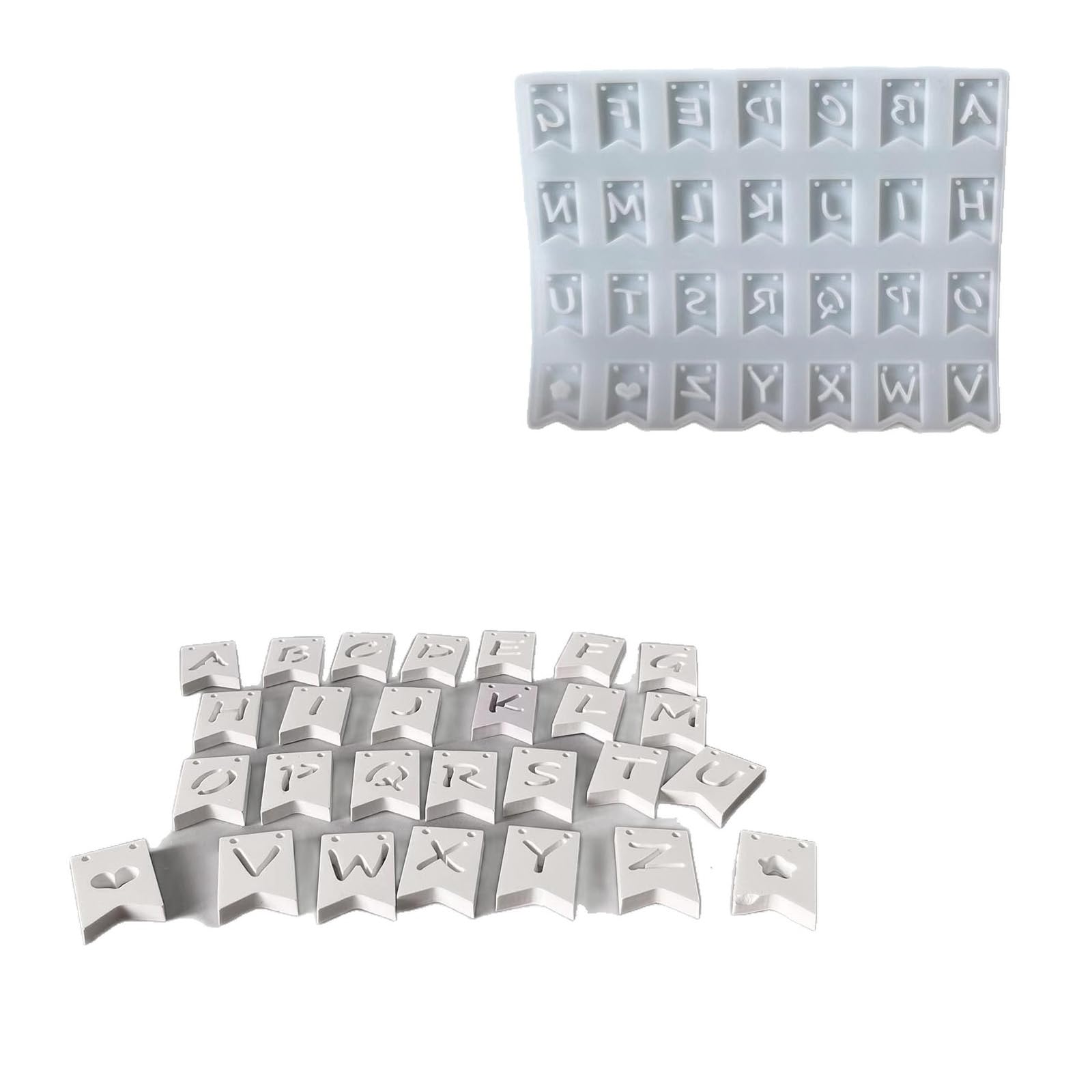 Kalttoy 28 Cavities Letter Silicone Mold Resin Pendant for Hanging Ornament Soap Chocolate Art Craft Project Silicone Letter Molds