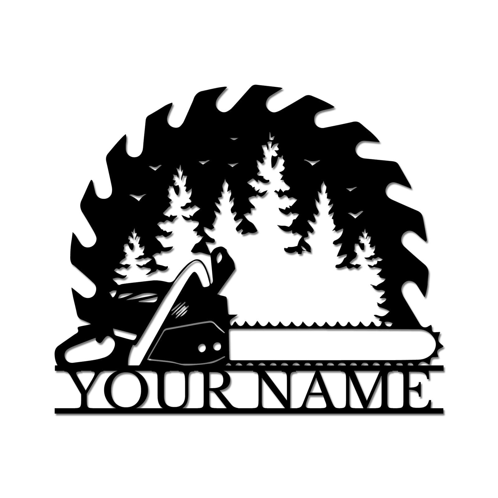 Personalized Woodworker Metal Sign, Custom Chainsaw & Saw Blade Wall Art, Rustic Lumberjack Decor, Carpenter Gift, Man Cave or Workshop Plaque (Style-6)