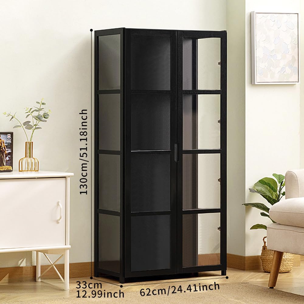 Vitrina acrílica con puertas dobles, gabinete transparente de 4 niveles para coleccionables, estantes de madera natural transparente de 3 lados para Funko Pops, Lego, figuras de acción, modelos de