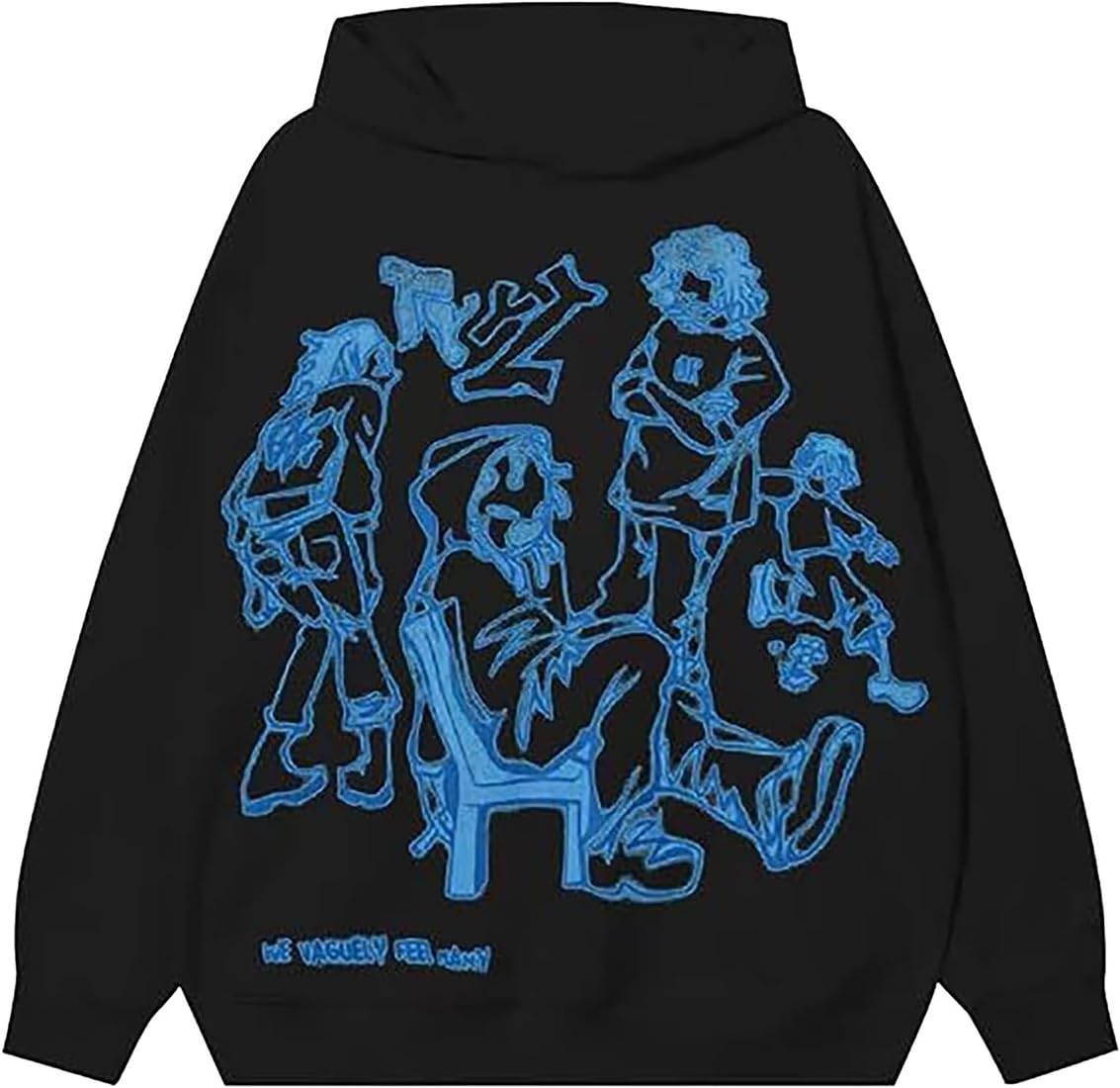 EUDOLAHMen and Women Unisex Y2K Character Graffiti Graphic Print Oversized Hoodie Long Sleeve Hiphop Sweatshirt