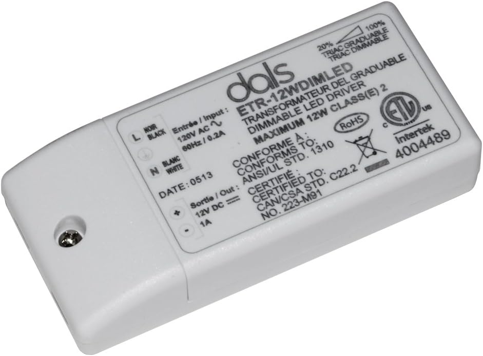 Dals Lighting ETR-12WDIMLED Dimmable LED Recognized Component Driver, 12W