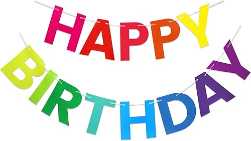 Cartel y cartel de Feliz Cumpleaños – 9 pies pre-encordados sin montaje | Decoraciones de cumpleaños coloridas para mujeres, hombres, niñas, niños y