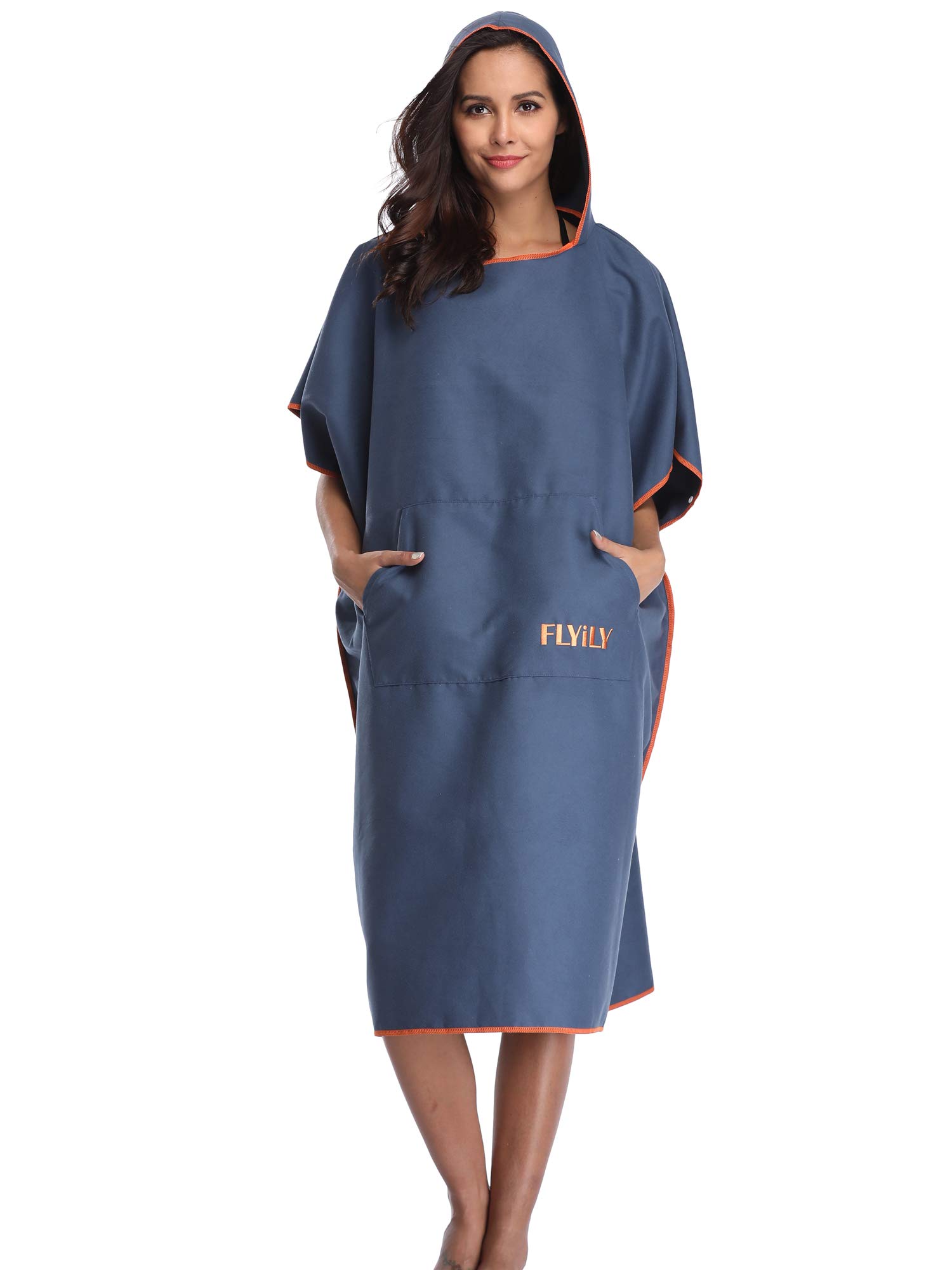 FLYILY Microfaser Surf Poncho Handtuch mit Kapuze Bademantel zum Schwimmen und Strand wechseln Einheitsgröße Alle Erwachsenen