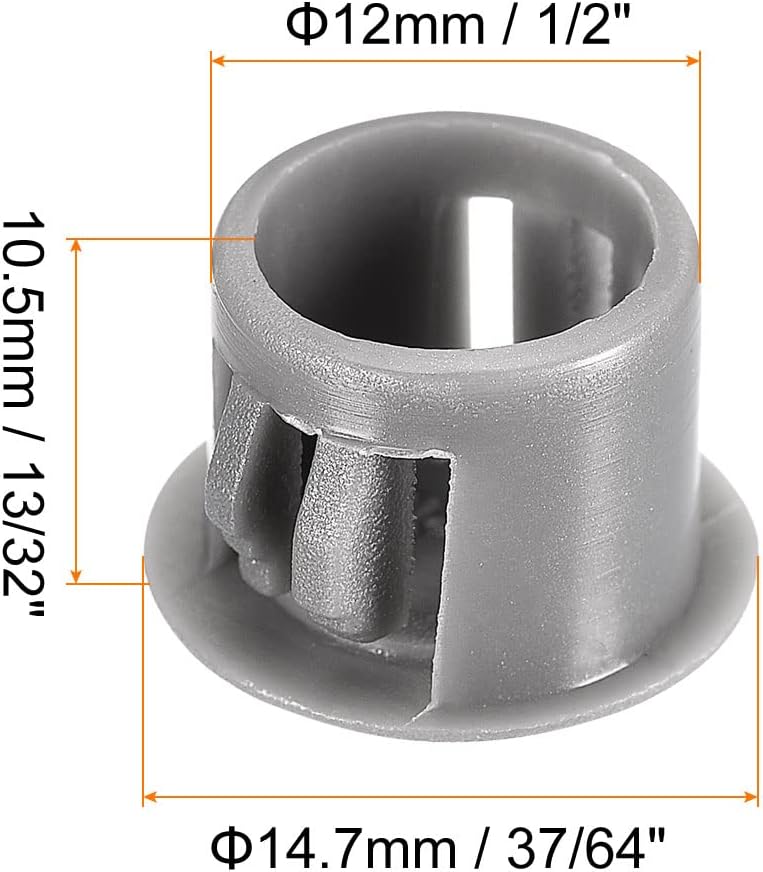 uxcell 1/2" Plastic Hole Plugs, 36Pcs Flush Type Panel Round Snap in Fastener Knockout Locking Plugs for Furniture Insert End Caps Panels, Gray