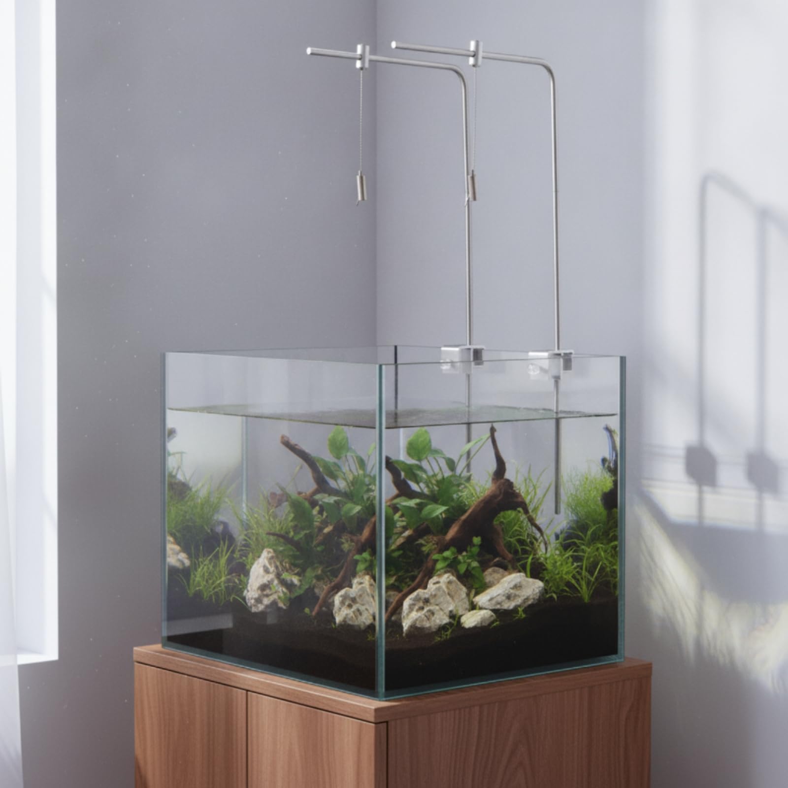 Aquarium Lampenhalterung Aquarium Licht Träger Halter Gestänge Edelstahl Langlebig Verstellbarer Oberarm Fixierklemme Saubere Linienführung Minimaler Look für Wohnzimmer Empfangsbereich Ausstellung