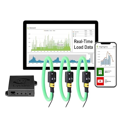 Miniatura 10 de Eyedro Medidor de Energía Comercial e Industrial Trifásico - Datos de kWh/W/A/V/PF/$ en Tiempo Real - Medición Solar y de Red - WiFi (2.4 GHz)