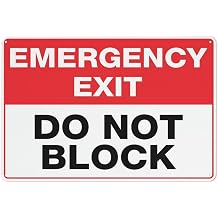 Warnschild mit Aufschrift Emergency Exit Do Not Block 305 x 203 cm reflektierendes Aluminium-Metall-Warnschild mit Symbol f r den Innen- und Au enbereich