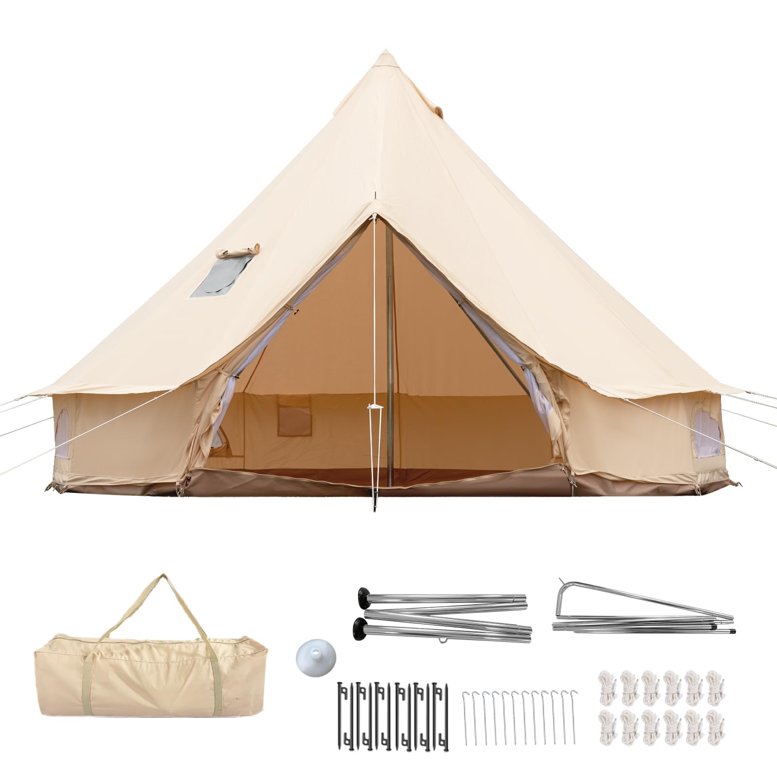 Photo 1 of Cotton Canvas Bell Tent with Stove Jack, 6-8 Person Glamping Yurt Tent