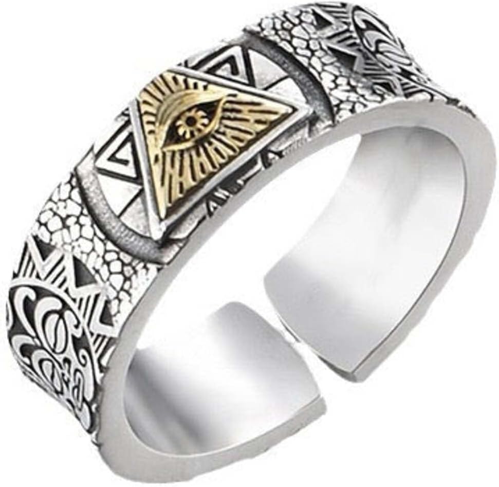 God's Eye Ring – Adjustable for Men, All-Seeing Eye Symbol, Handmade Protection & Spiritual Jewelry