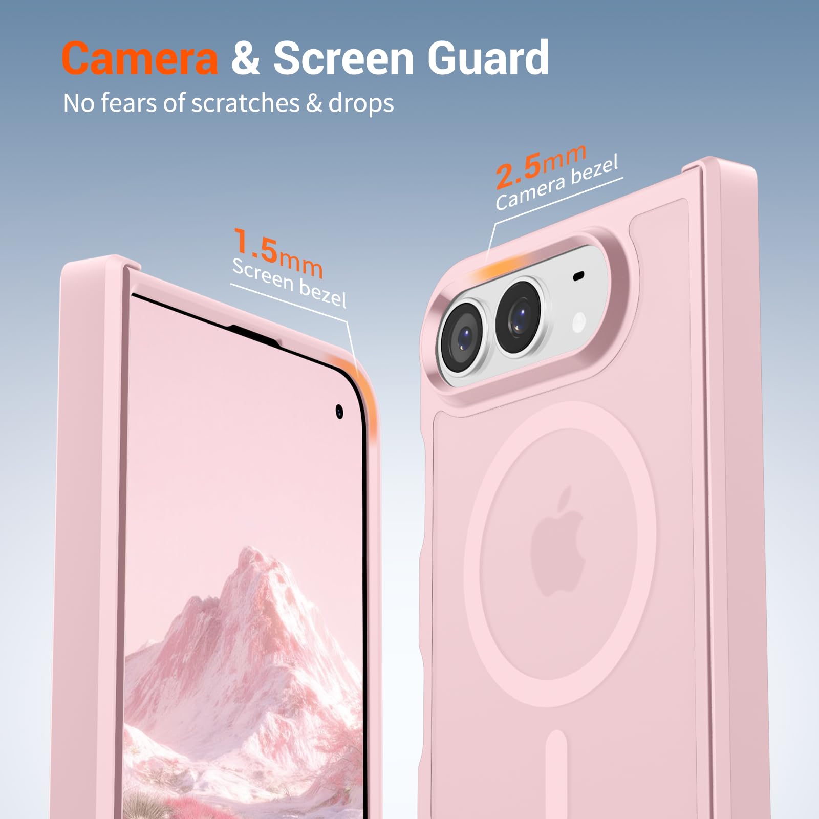 SUPFINE Coque magnétique pour iPhone Duo Rose clair avec charnière complète