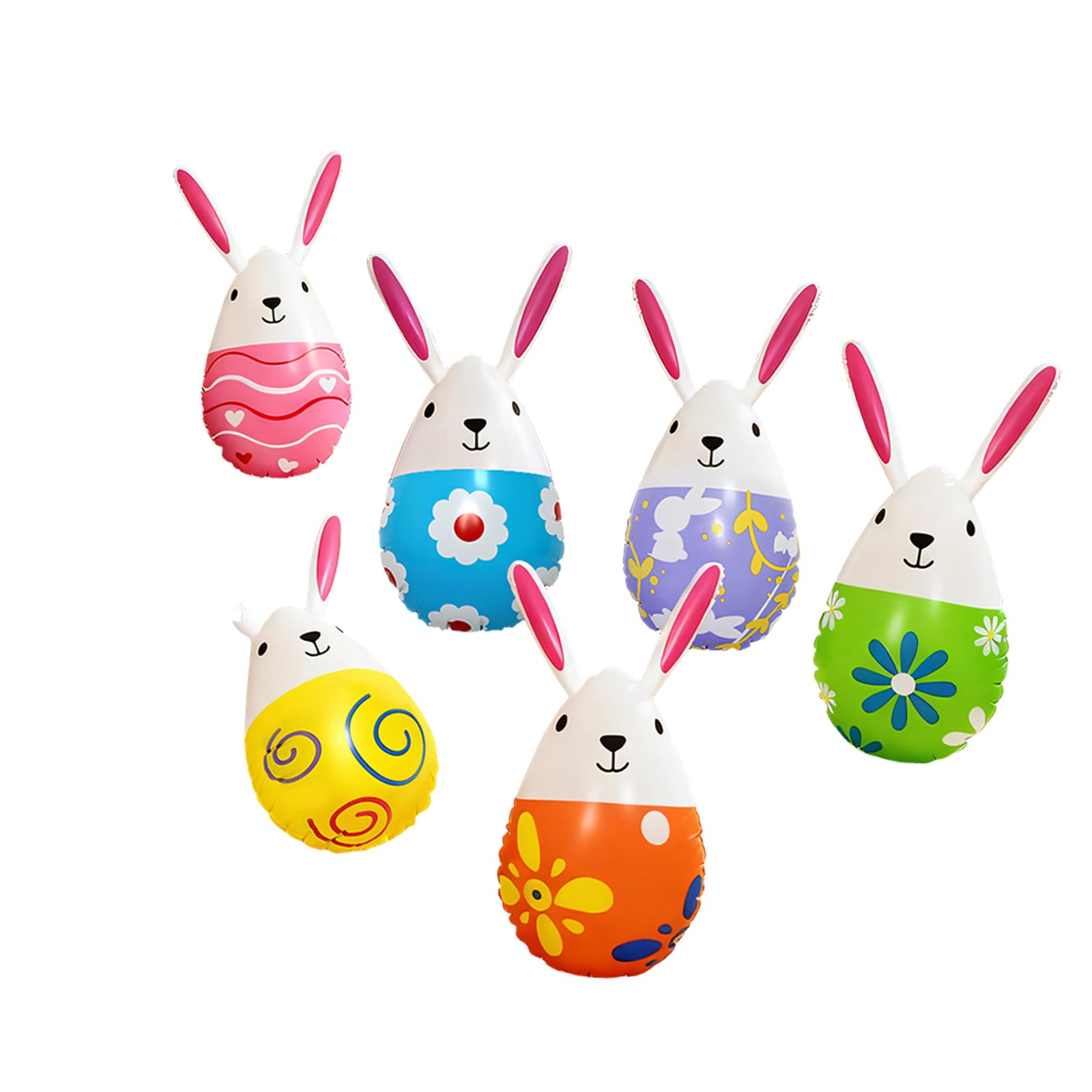 Elnwnnkc 6 Large Inflatable Easter Eggs PVC Outdoor Decor for Yard Party Easter Inflatables Festive PVC Yard Decorations