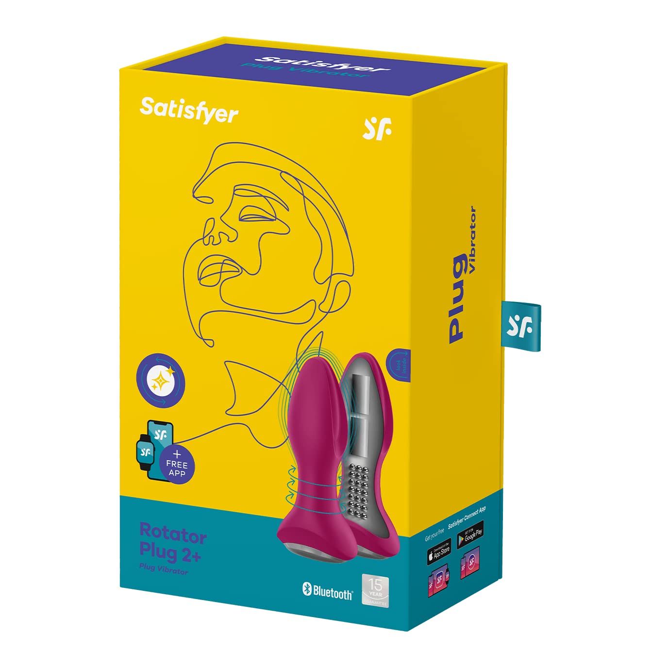 Satisfyer Rotator Plug 2 Connect App Bluetooth Vibrador anal | Vibración y perlas giratorias | Juguetes eróticos para pareja sexuales | Impermeable (IPX7) | Estimulación anal con consolador | Rosa