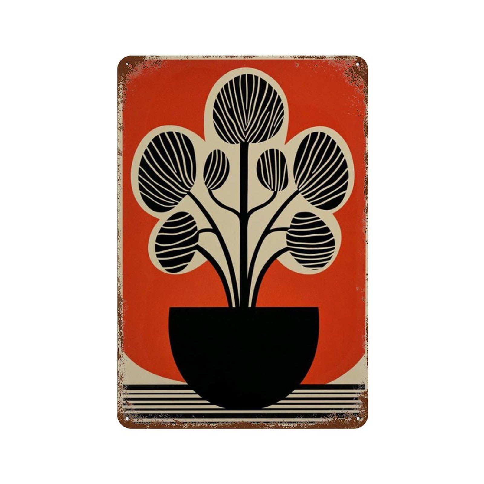 xiaoxiaoshen Abstract Plant Mid Century Modern Retro Botanical Work Minimal Graphic Design Sc Wall Decor Art Metal Tin Poster Modern Home Decor Art Home Bar Shop Decorations Vintage Sign 30x20cm