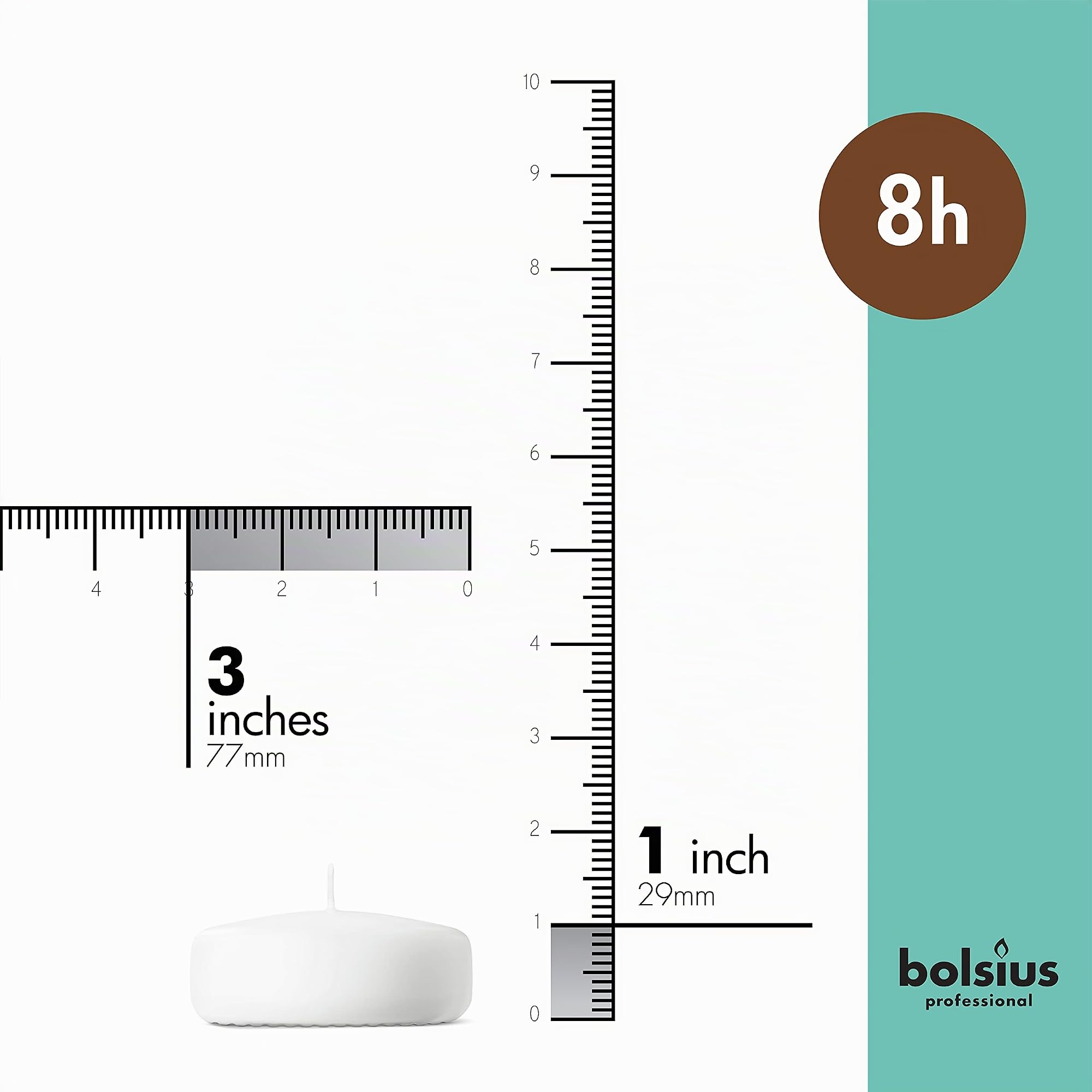 Bolsius Velas flotantes Maxi Blanco 12 piezas Ø 3 pulgadas 8 horas sin fragancia cera de parafina XL