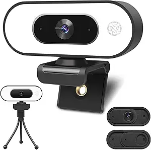 Webcam with Ring Light Microphone