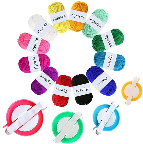 Miniatura 9 de Máquina para hacer pompones, 4 tamaños para tejer bolas de pelusa, agujas, manualidades, manualidades, juego de herramientas de lana, decoración + 1