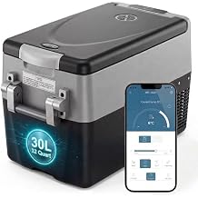 32QT Car Refrigerator,12v Electric Portable Car Fridge Freezer with App Control,Dual-Zone Storage,68F to -4F,Cooler Refrigerator for Automotive,Camping,Fishing,Travel & Home Use