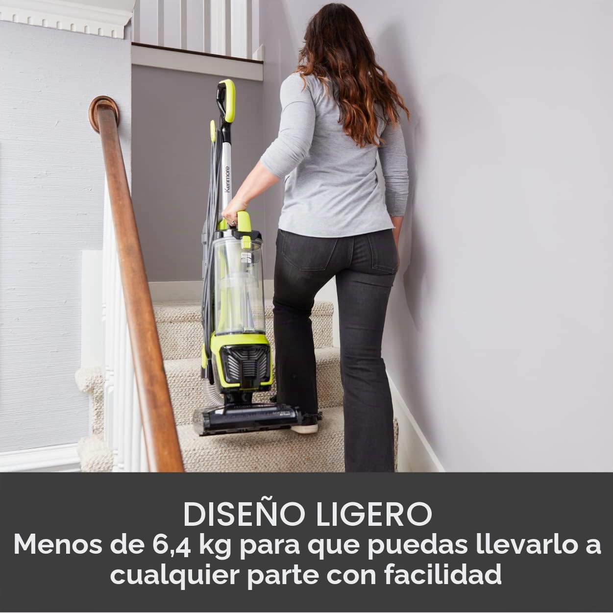Kenmore - Aspiradora vertical DU2001 sin bolsa con sistema de 2 motores, contenedor de polvo XL, herramienta combinada 3 en 1