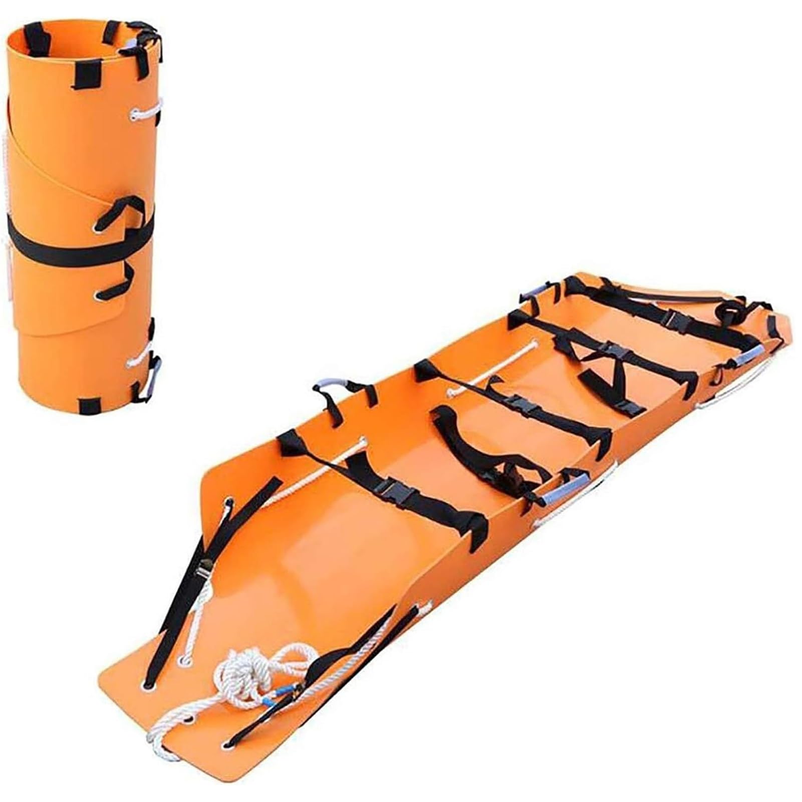 SGKOMN EMT Immobilization, Durable PE Plastic Ambulance Stretcher, Folding Roll Stretcher, and Emergency Rescue - Portable, Mountain Rescue Stretcher, for Patient Transfer